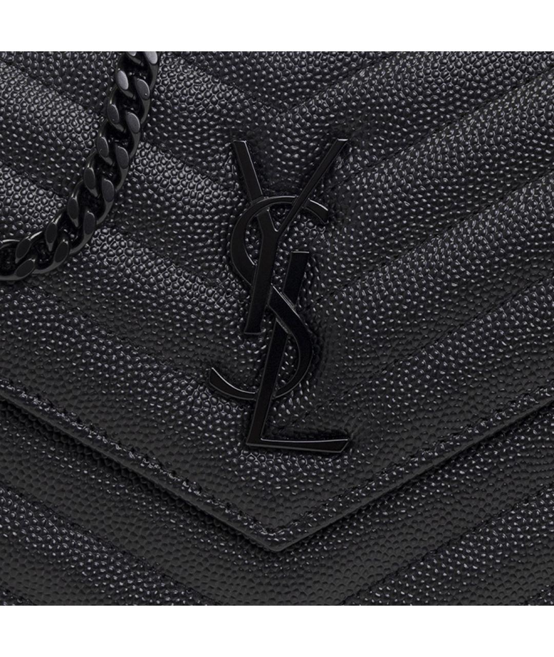 SAINT LAURENT Черный кожаный кошелек, фото 4