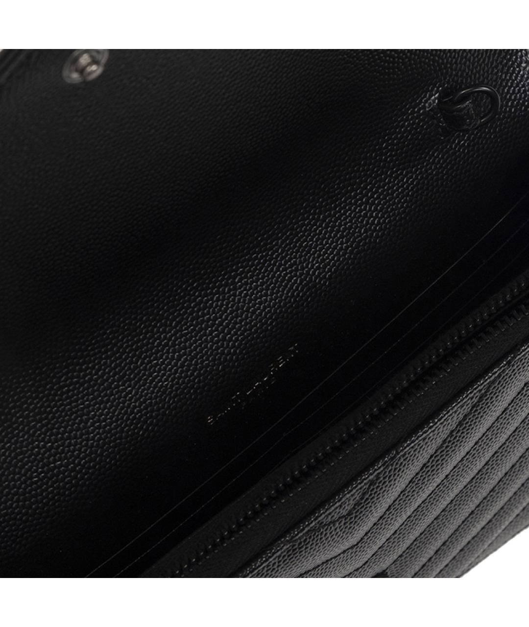 SAINT LAURENT Черный кожаный кошелек, фото 5