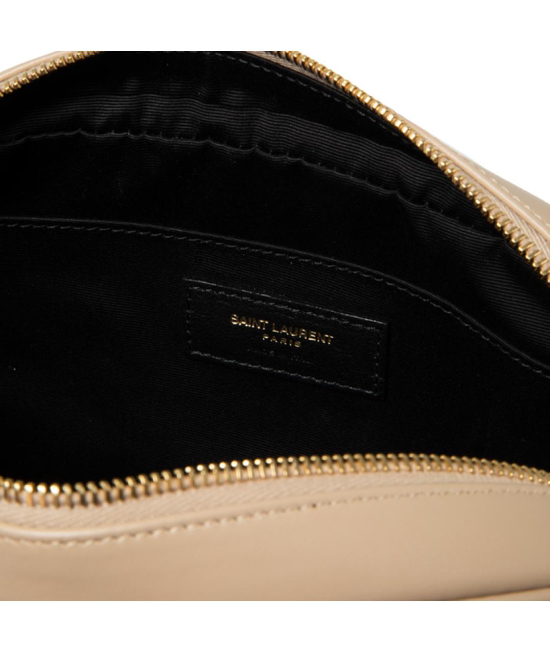 SAINT LAURENT Бежевая кожаная сумка через плечо, фото 3