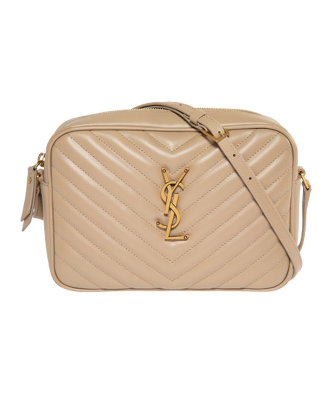 SAINT LAURENT Бежевая кожаная сумка через плечо, фото 1