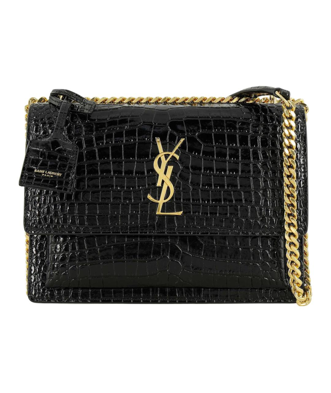 SAINT LAURENT Черная кожаная сумка через плечо, фото 2