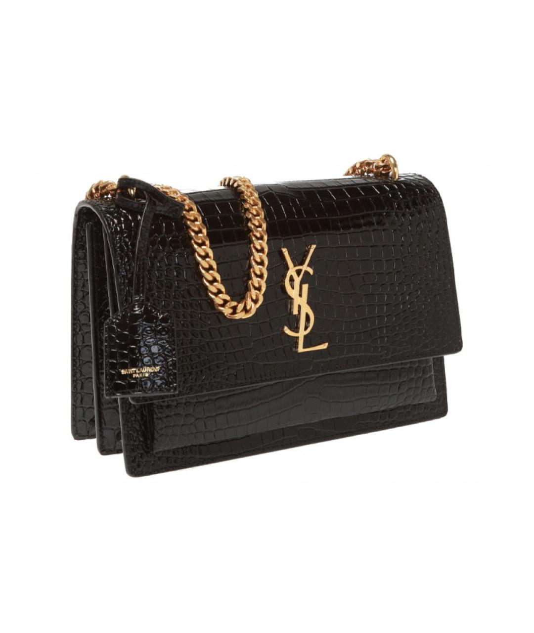 SAINT LAURENT Черная кожаная сумка через плечо, фото 3