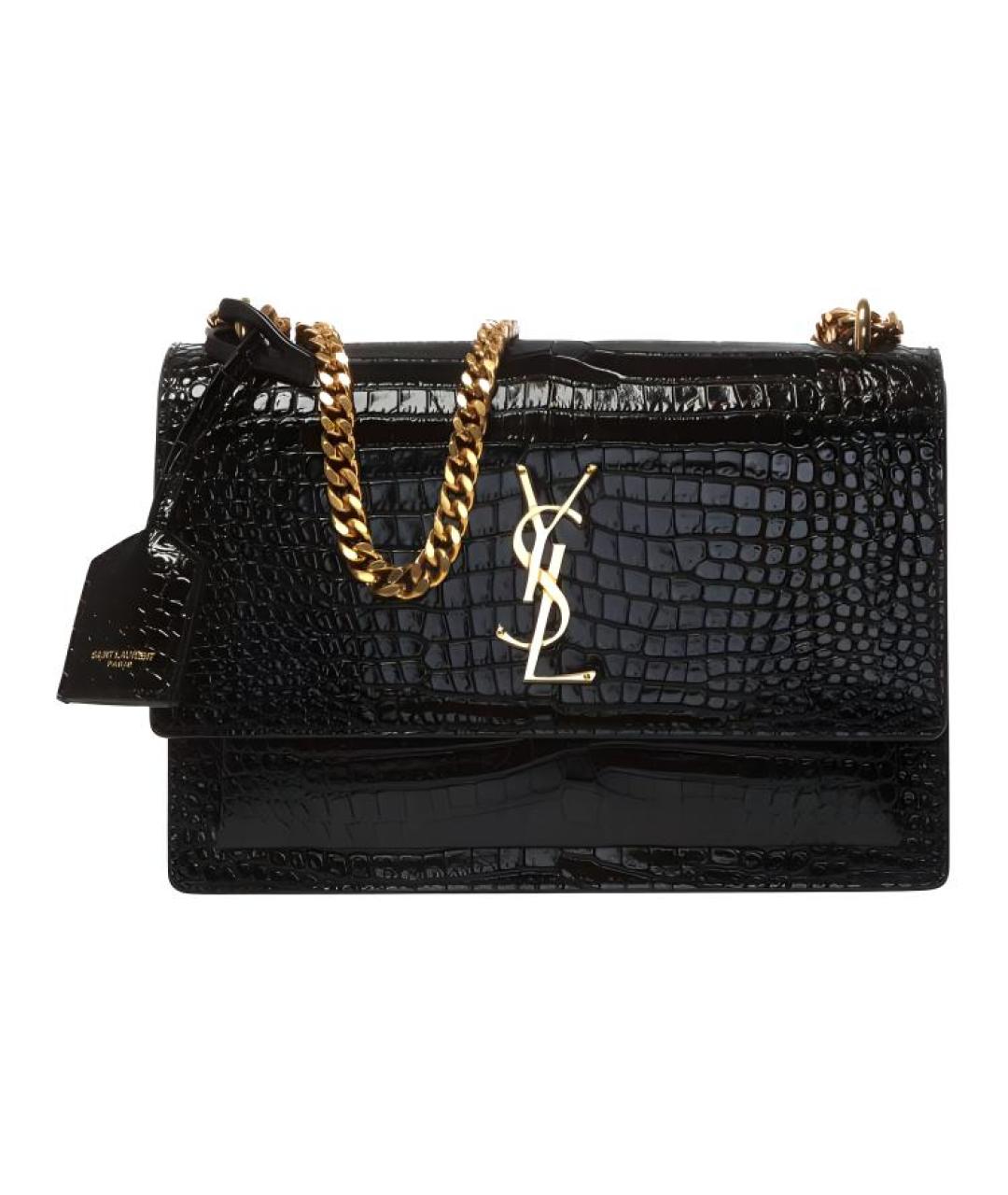 SAINT LAURENT Черная кожаная сумка через плечо, фото 1