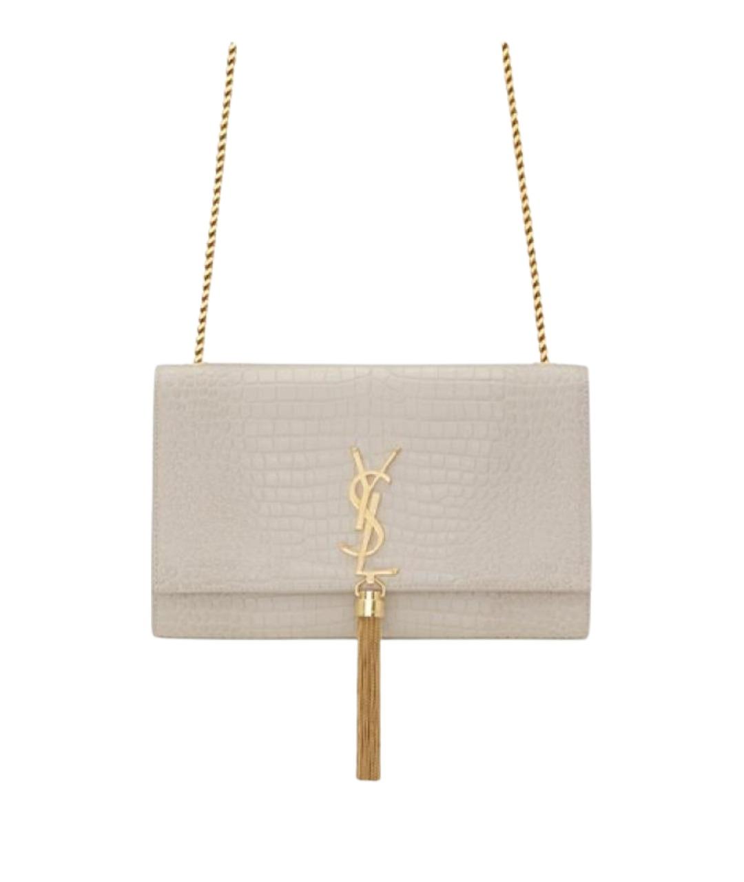 SAINT LAURENT Бежевая кожаная сумка через плечо, фото 1