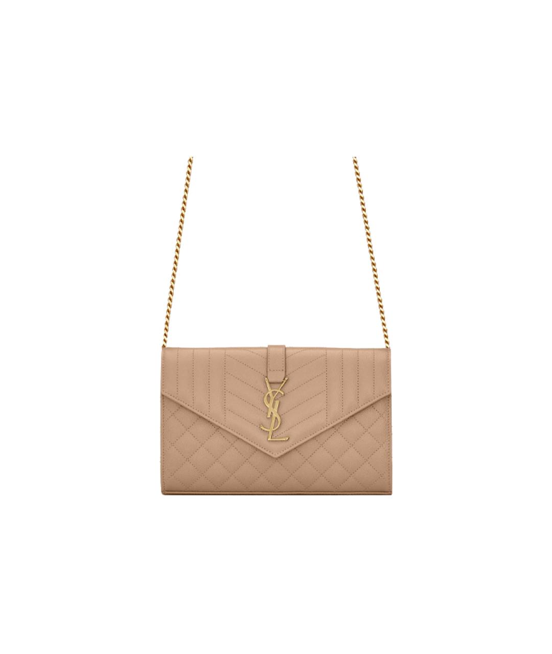 SAINT LAURENT Коричневая кожаная сумка через плечо, фото 6