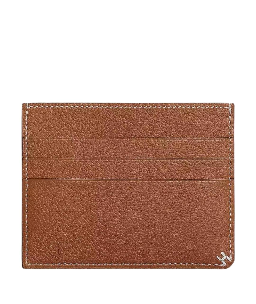 HERMES Золотой кожаный кардхолдер, фото 1