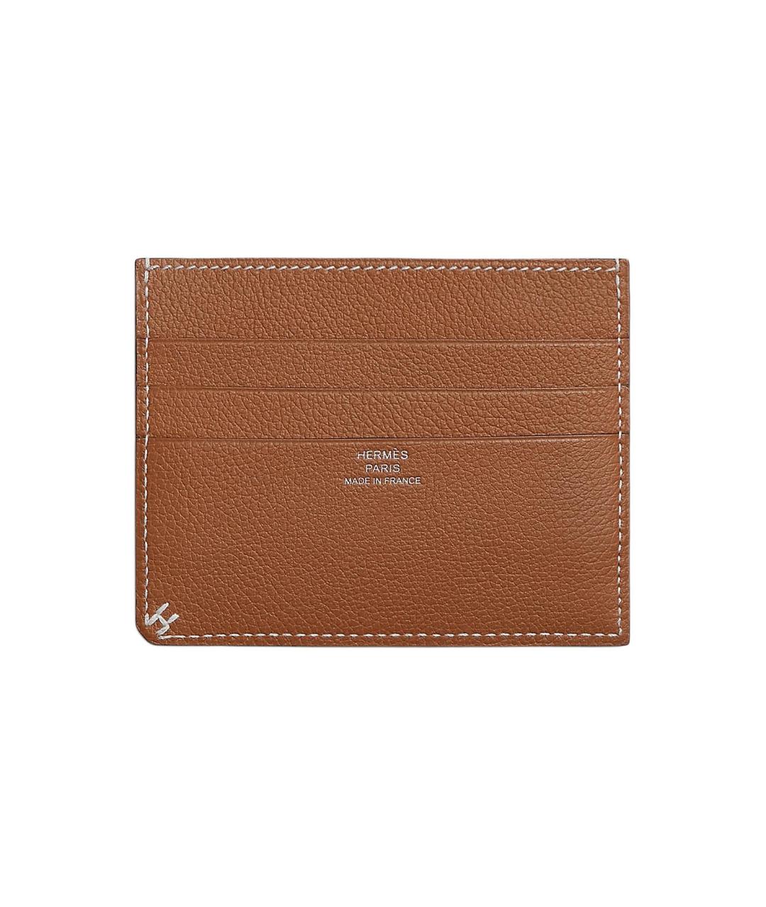 HERMES Золотой кожаный кардхолдер, фото 2