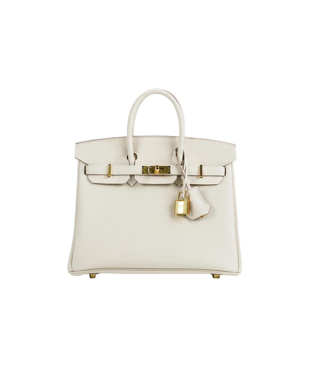 HERMES Белая кожаная сумка с короткими ручками, фото 5