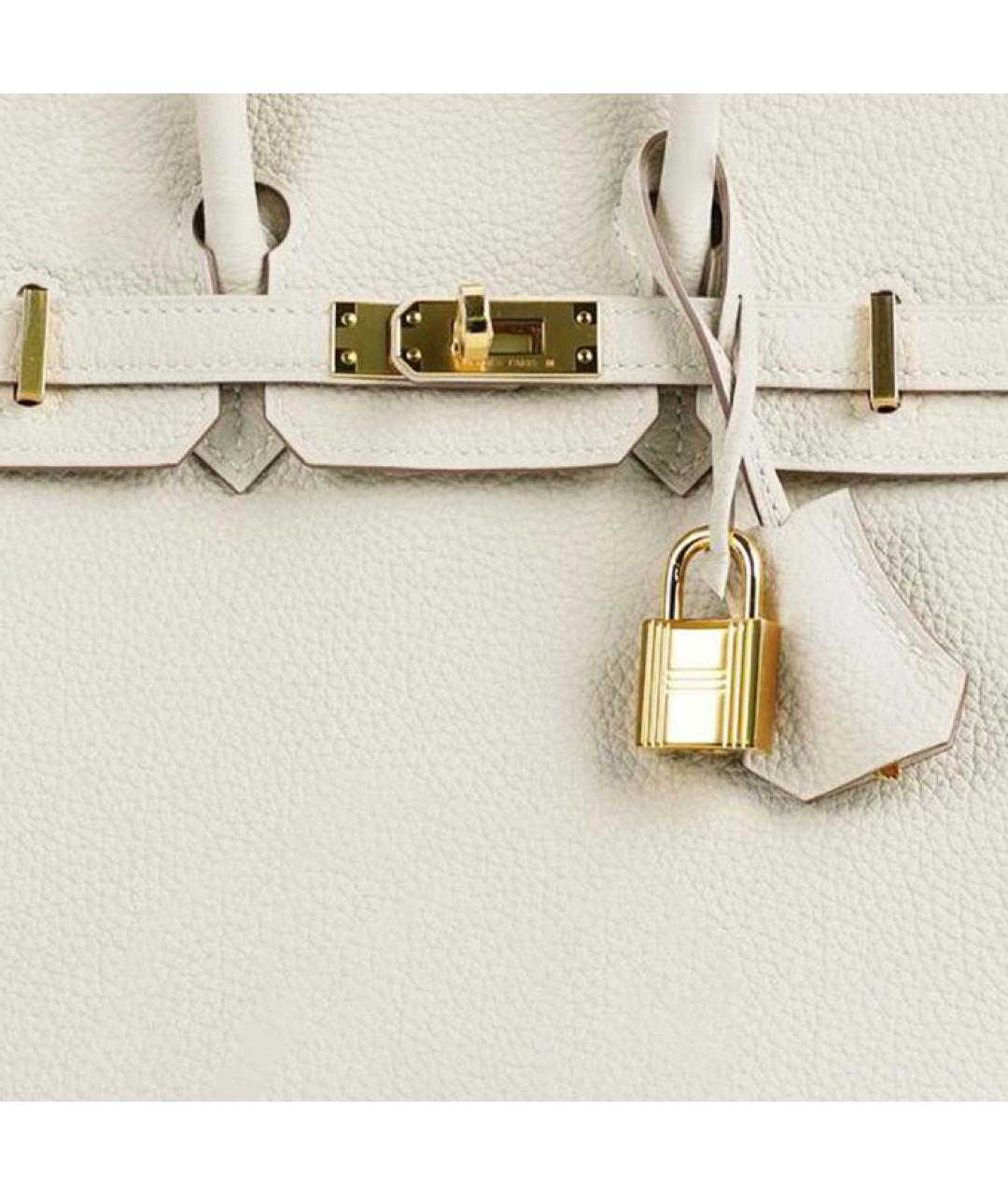 HERMES Белая кожаная сумка с короткими ручками, фото 4