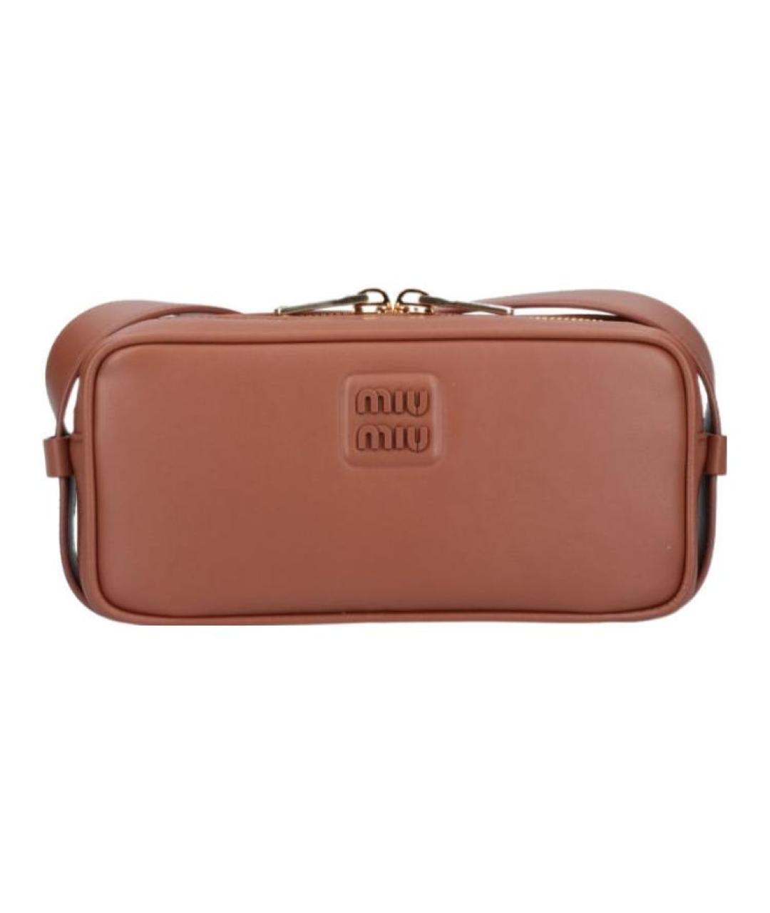 MIU MIU Коричневая кожаная сумка через плечо, фото 1