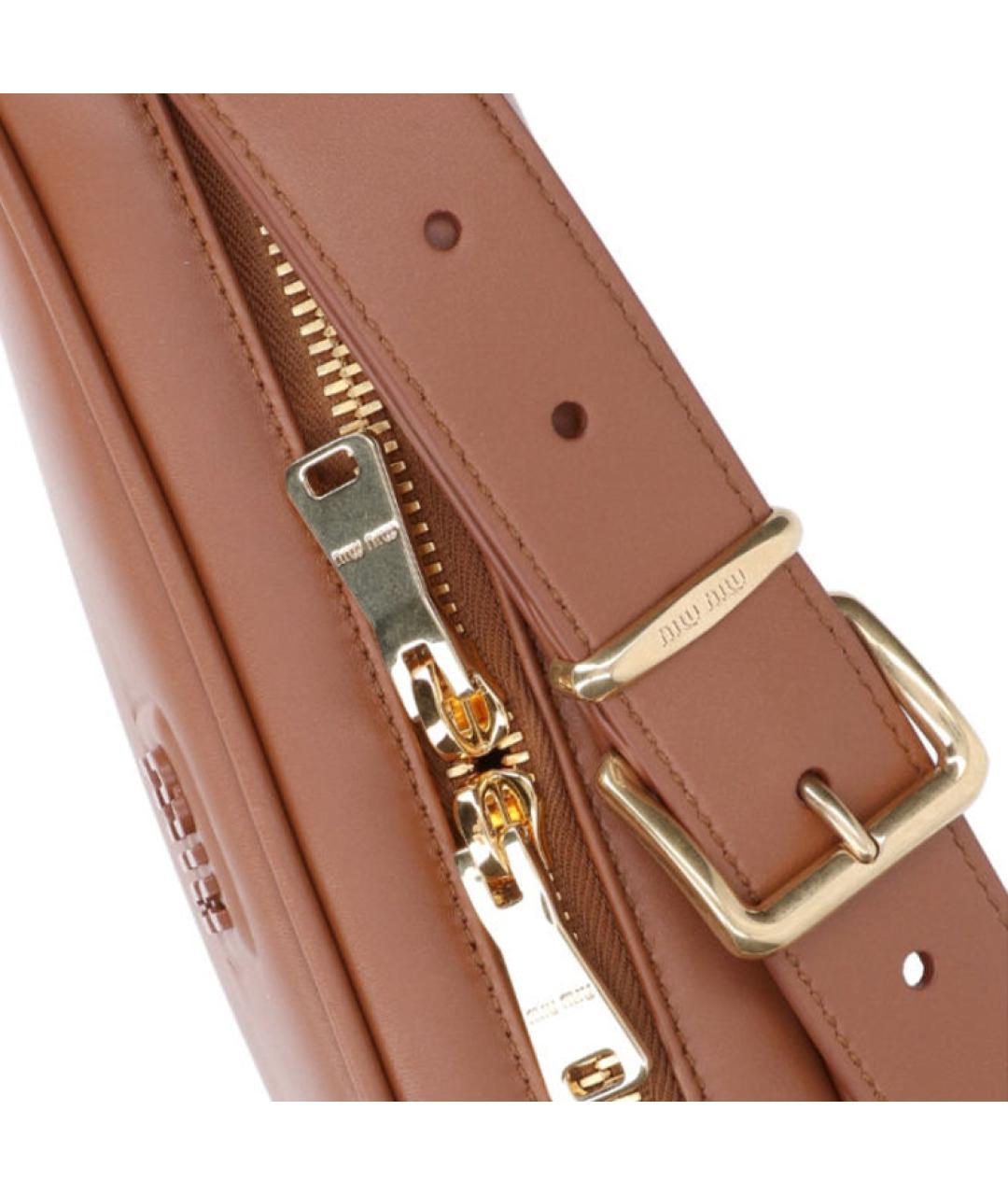 MIU MIU Коричневая кожаная сумка через плечо, фото 5