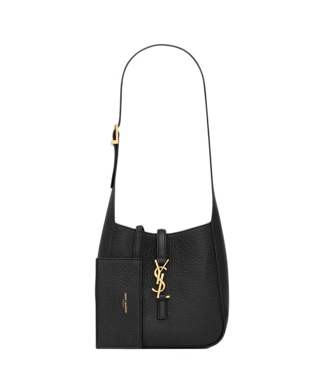 SAINT LAURENT Черная кожаная сумка через плечо, фото 2
