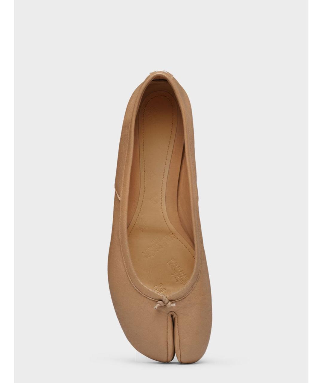 MAISON MARGIELA Бежевые кожаные балетки, фото 3