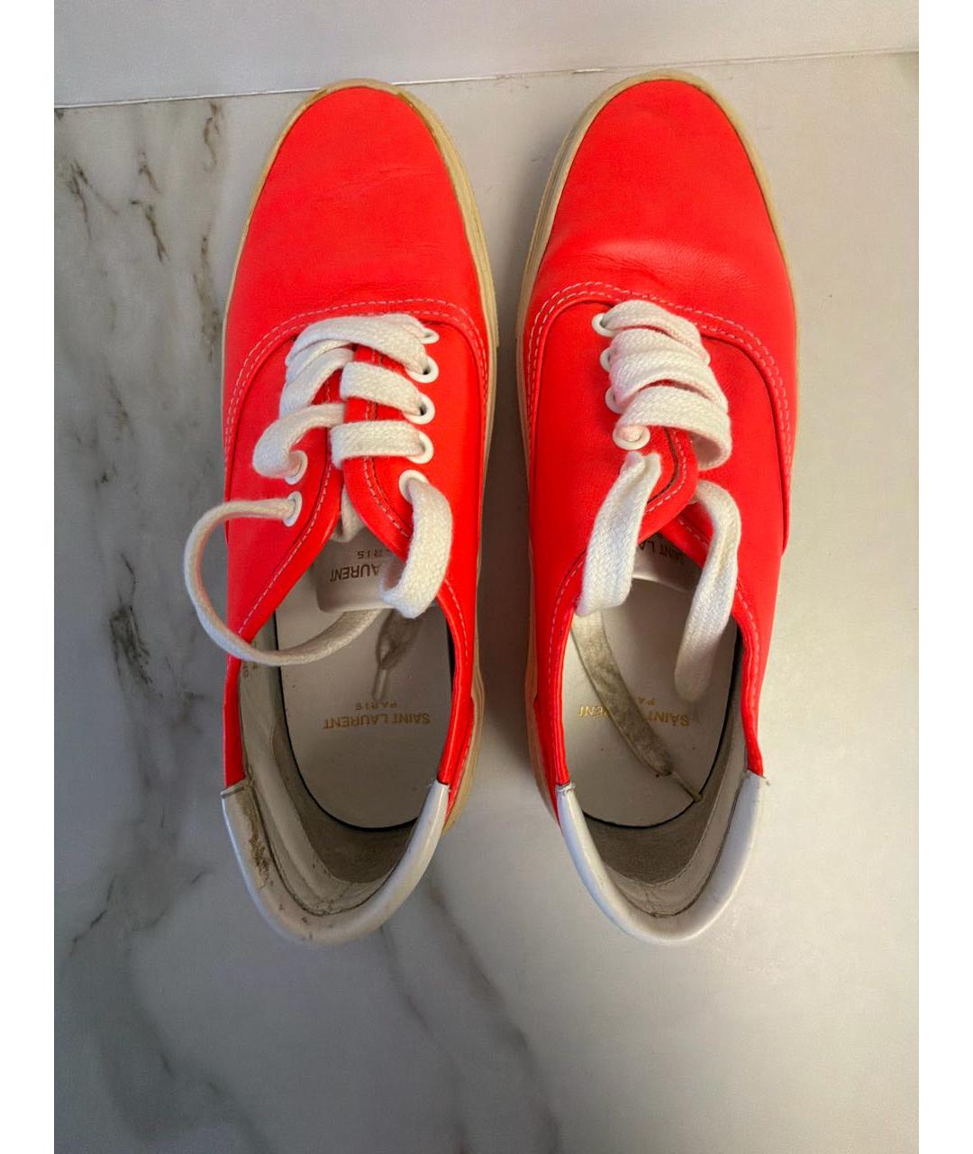 SAINT LAURENT Оранжевое низкие кроссовки / кеды, фото 3