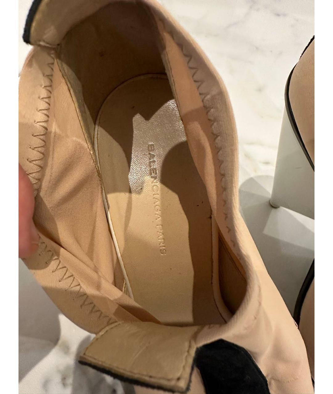 BALENCIAGA Бежевые текстильные босоножки, фото 4