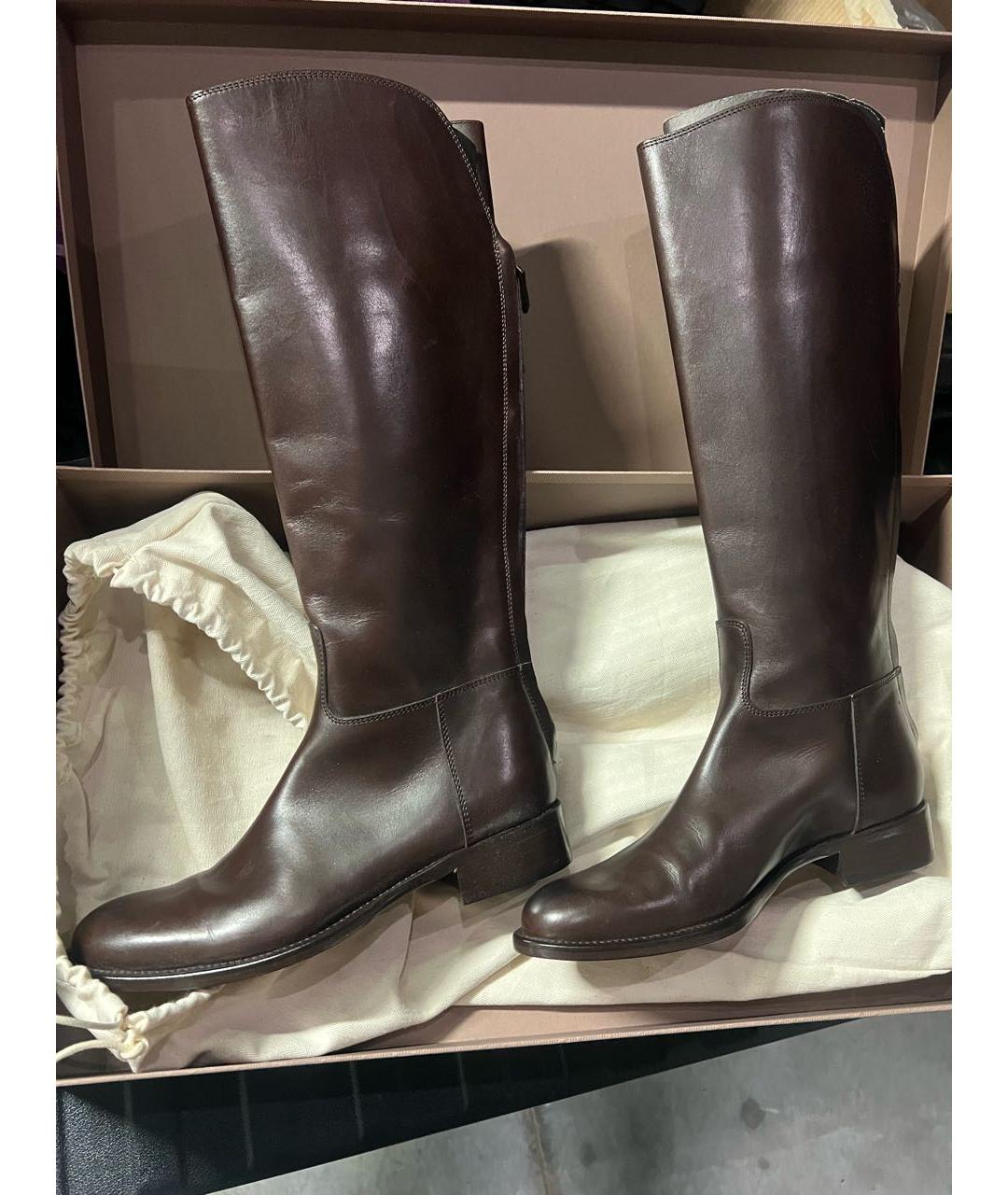 LORO PIANA Коричневые кожаные сапоги, фото 4