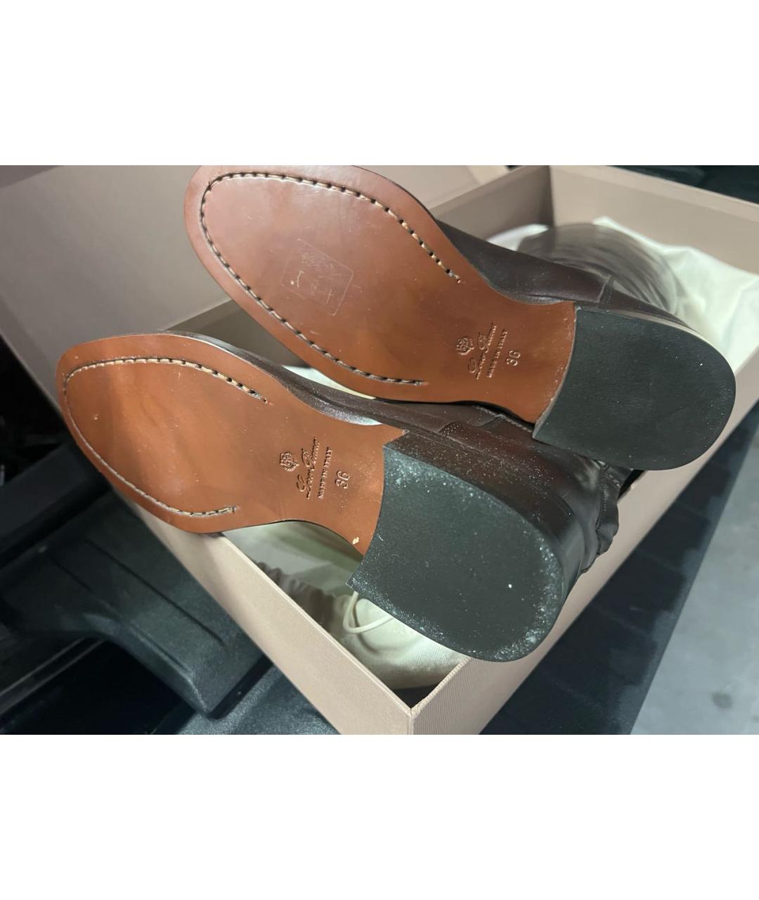 LORO PIANA Коричневые кожаные сапоги, фото 2