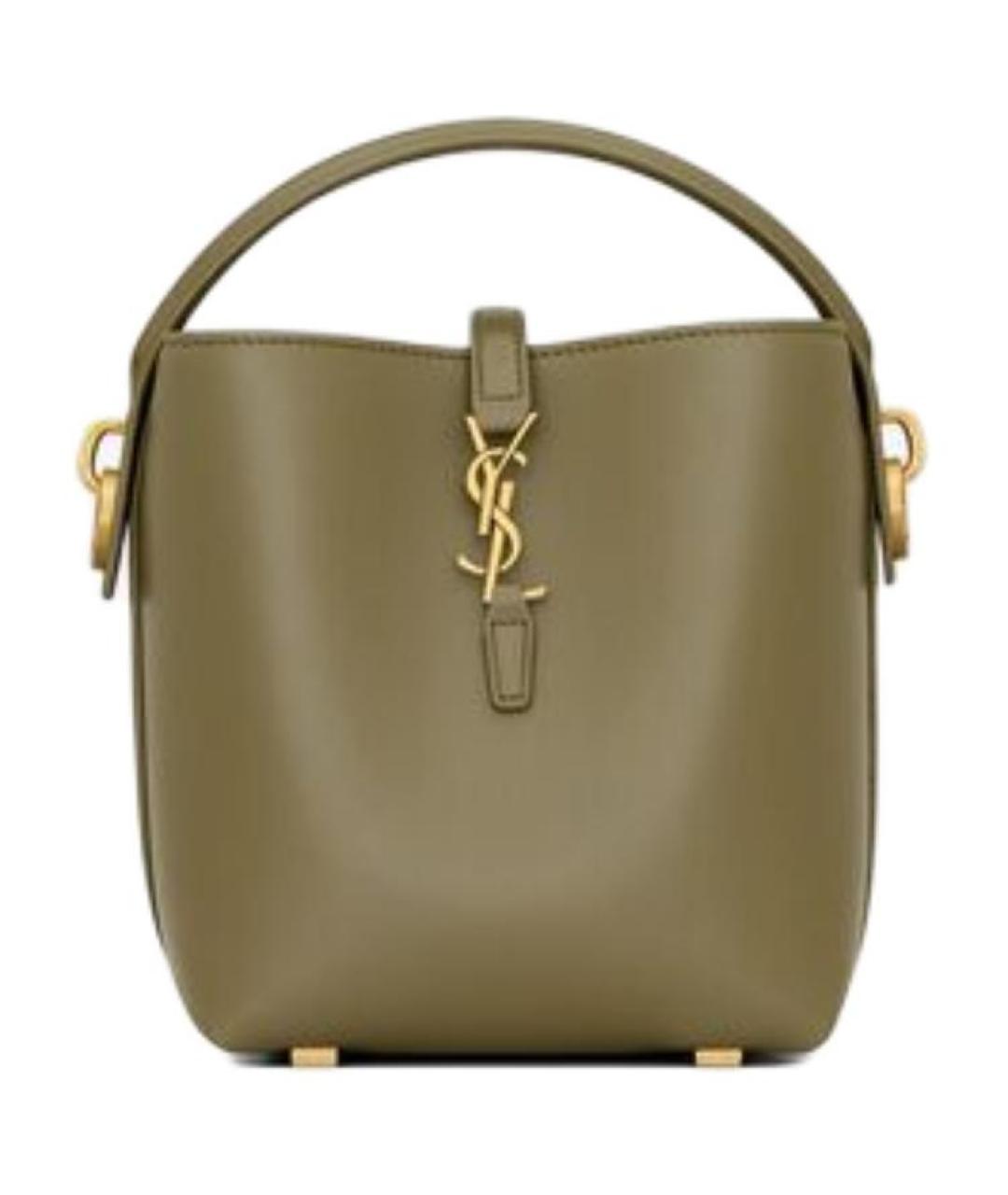 SAINT LAURENT Хаки кожаная сумка через плечо, фото 1