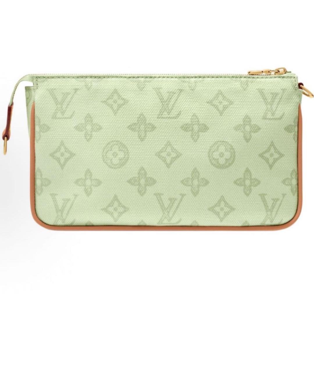 LOUIS VUITTON Зеленая тканевая сумка с короткими ручками, фото 2
