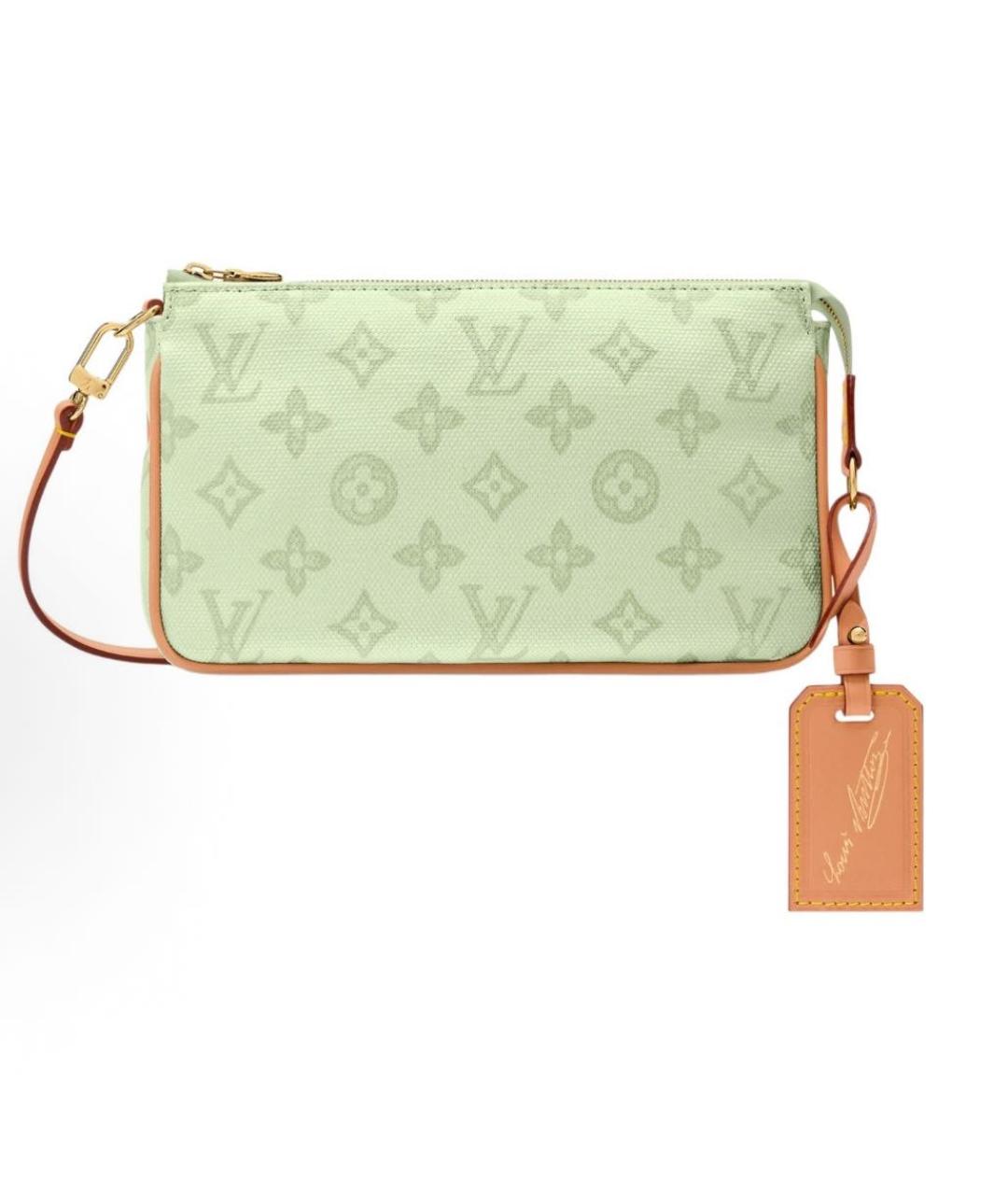 LOUIS VUITTON Зеленая тканевая сумка с короткими ручками, фото 5