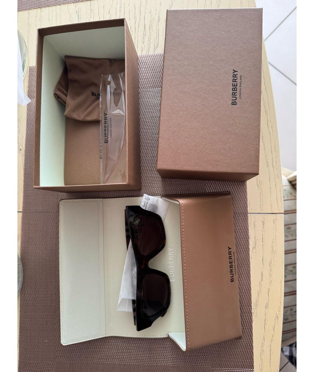 BURBERRY Коричневые пластиковые солнцезащитные очки, фото 3