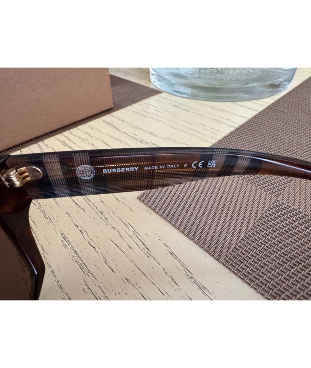 BURBERRY Коричневые пластиковые солнцезащитные очки, фото 4