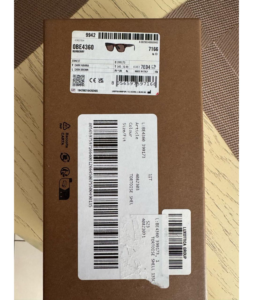 BURBERRY Коричневые пластиковые солнцезащитные очки, фото 7