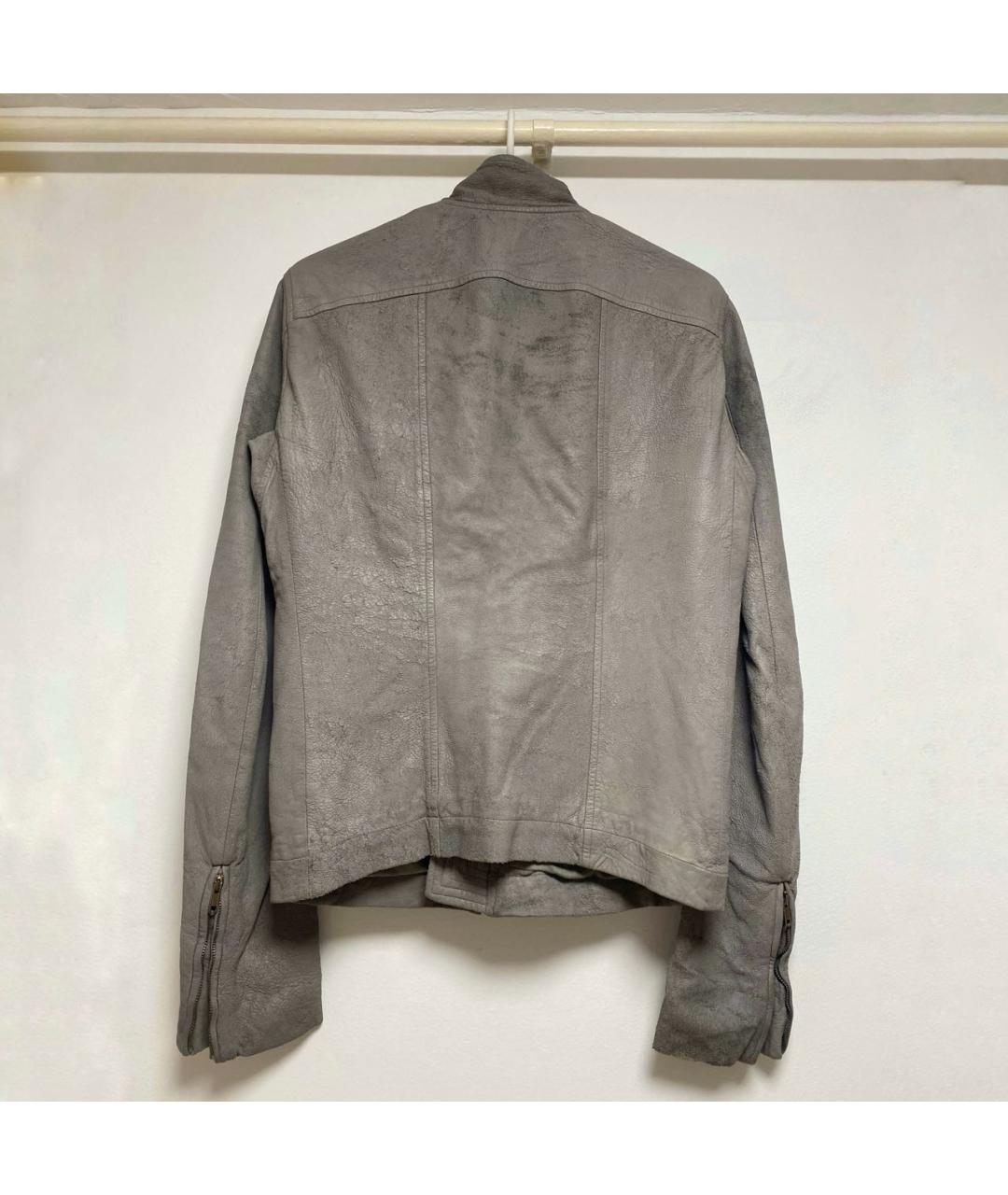 RICK OWENS Серая кожаная куртка, фото 2