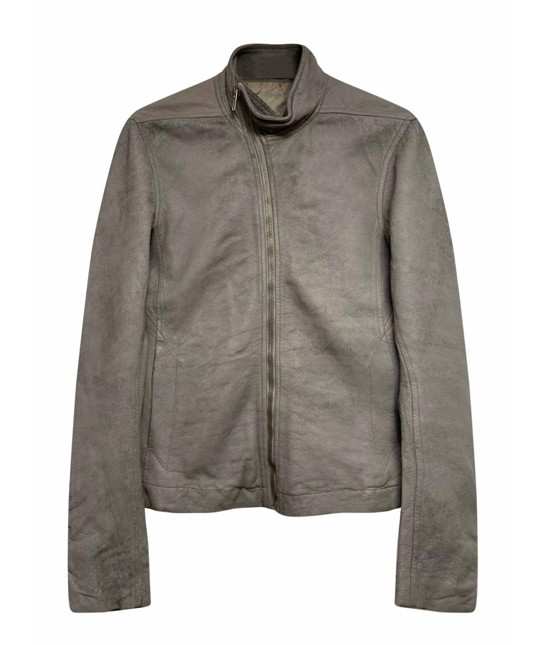 RICK OWENS Серая кожаная куртка, фото 1