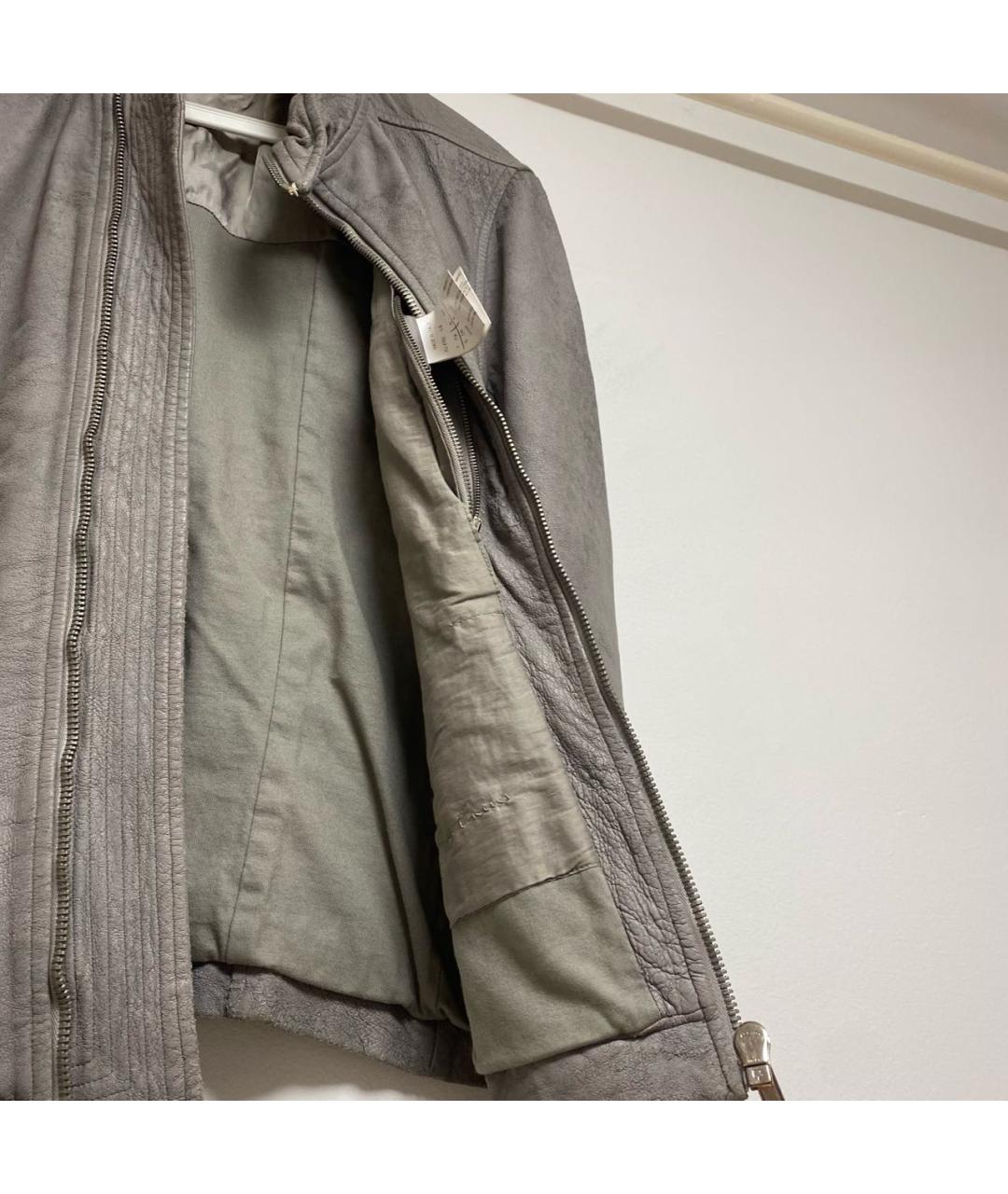 RICK OWENS Серая кожаная куртка, фото 6