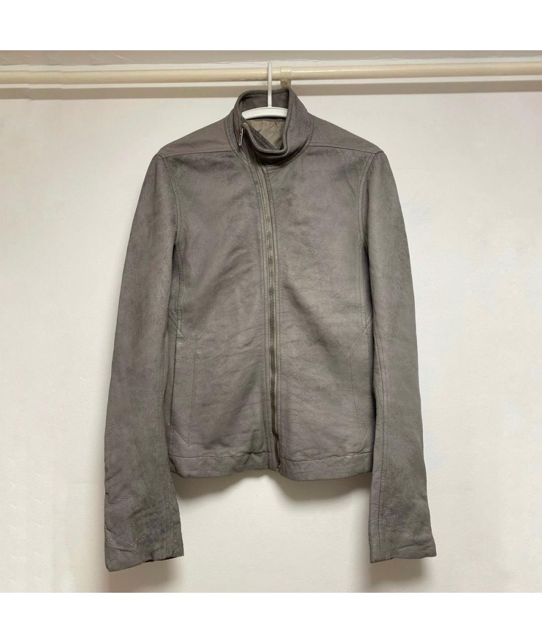 RICK OWENS Серая кожаная куртка, фото 9