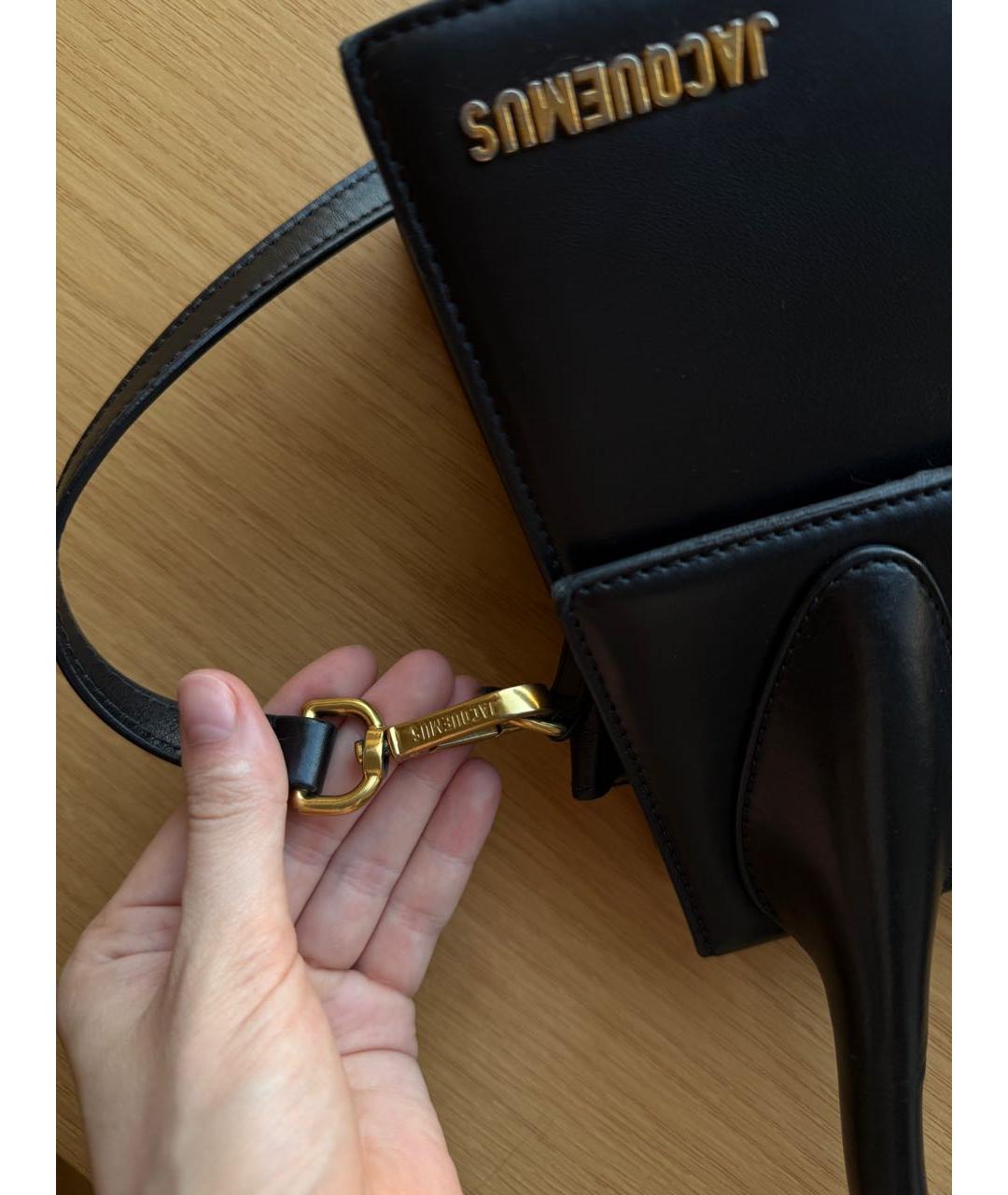 JACQUEMUS Черная кожаная сумка через плечо, фото 3