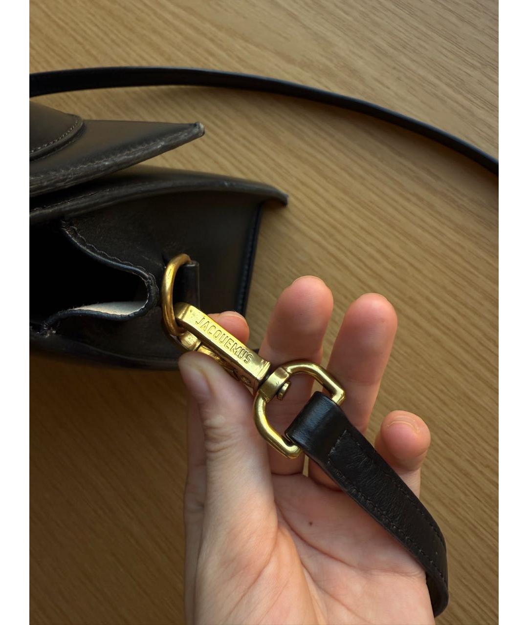 JACQUEMUS Черная кожаная сумка через плечо, фото 2