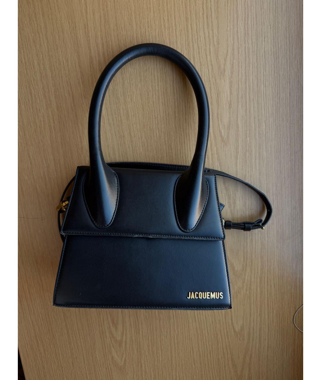 JACQUEMUS Черная кожаная сумка через плечо, фото 5