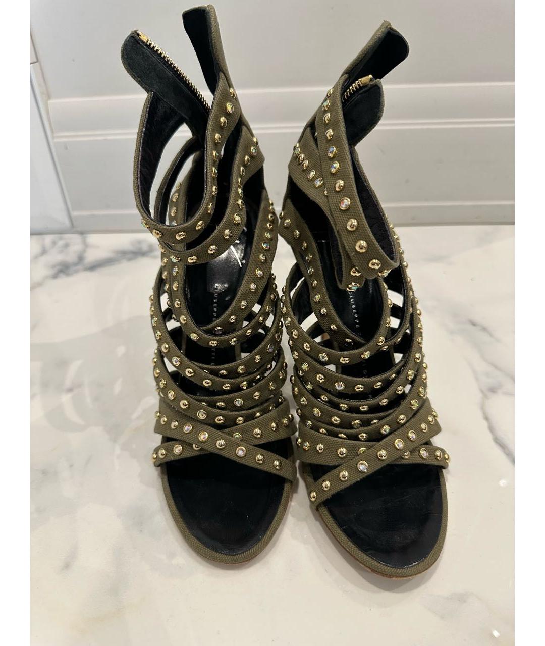 GIUSEPPE ZANOTTI DESIGN Хаки текстильные босоножки, фото 2