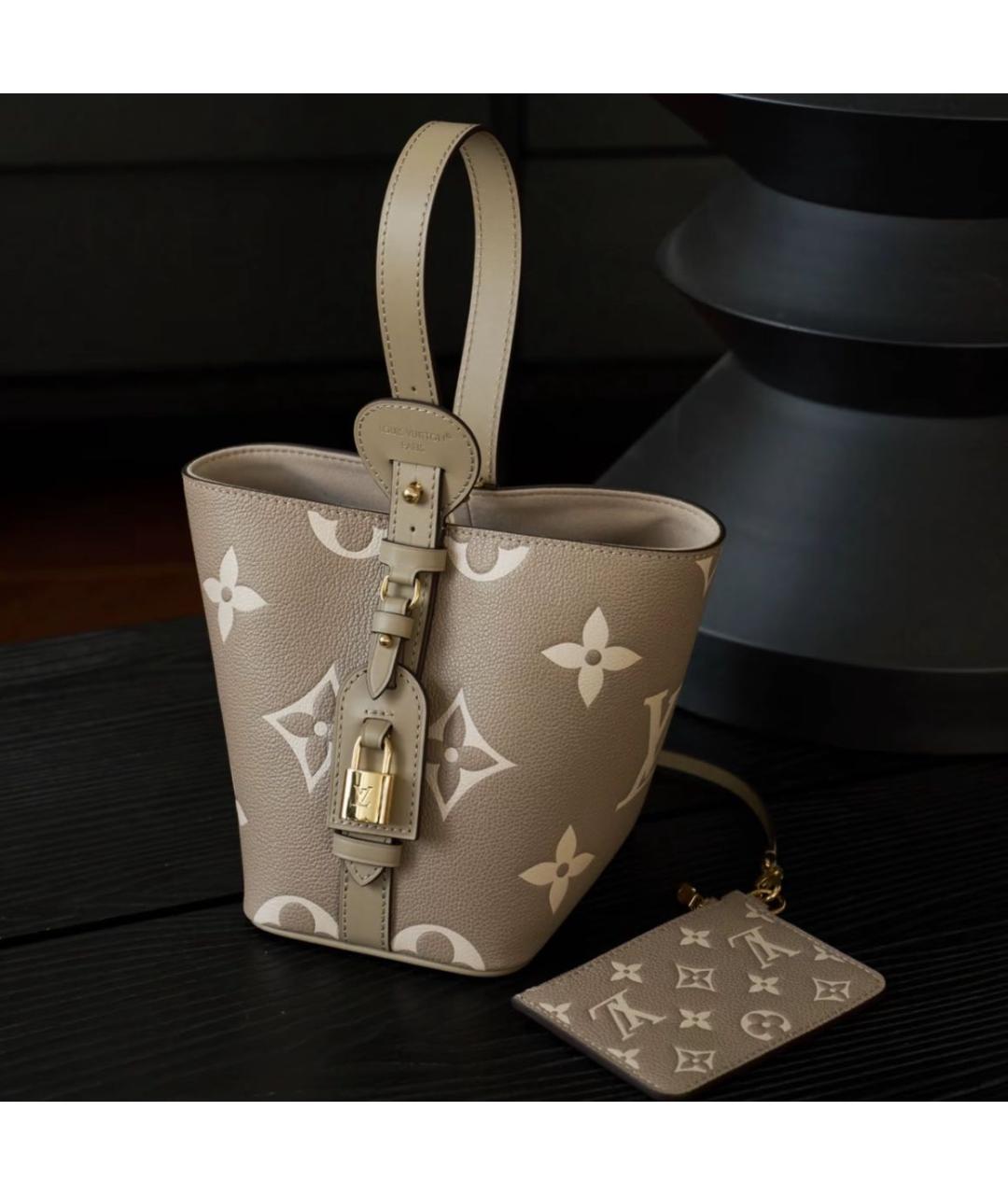 LOUIS VUITTON Серая кожаная сумка с короткими ручками, фото 4