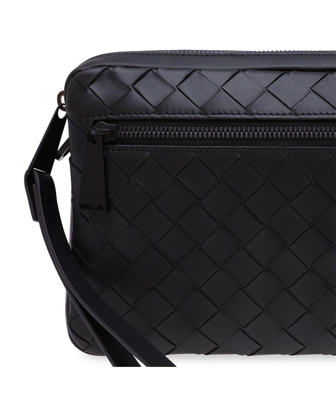 BOTTEGA VENETA Черная кожаная сумка на плечо, фото 4