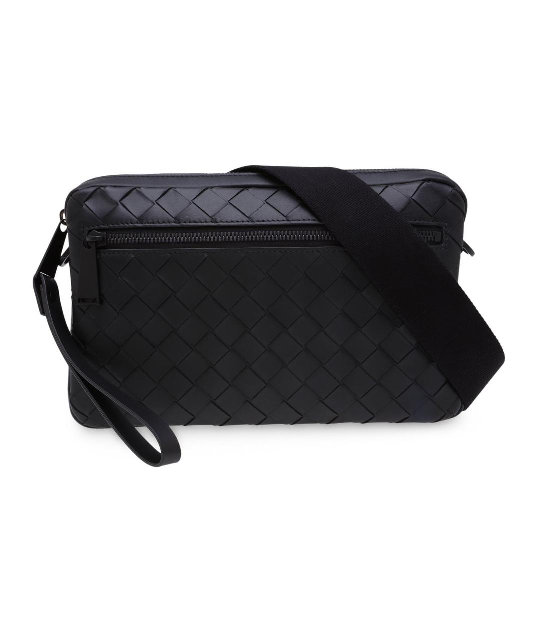 BOTTEGA VENETA Черная кожаная сумка на плечо, фото 1