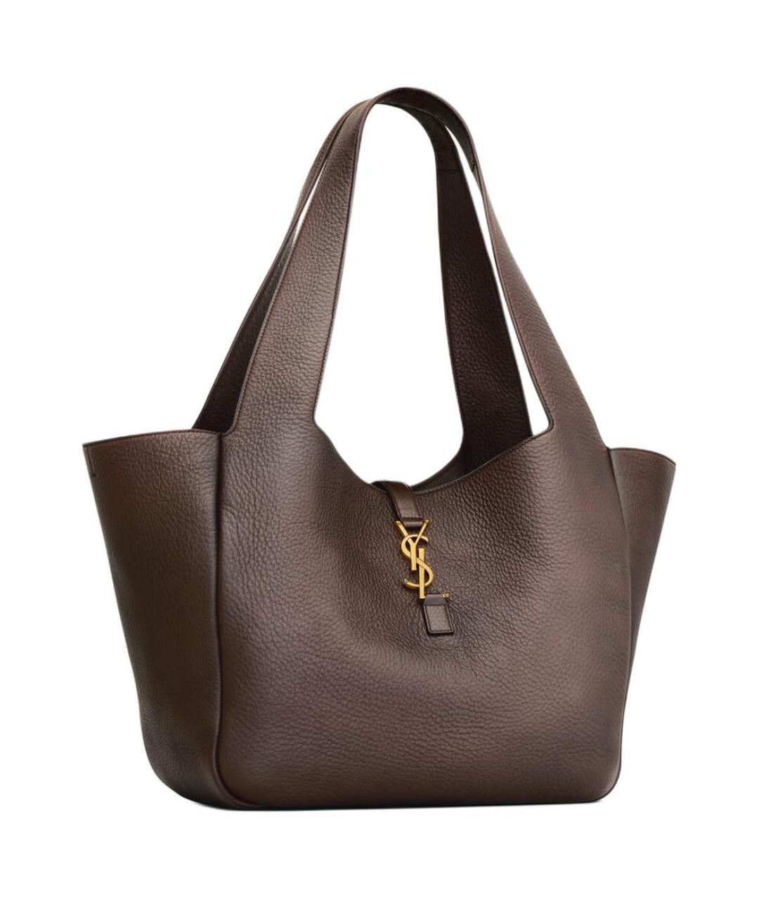 SAINT LAURENT Коричневая кожаная сумка через плечо, фото 3