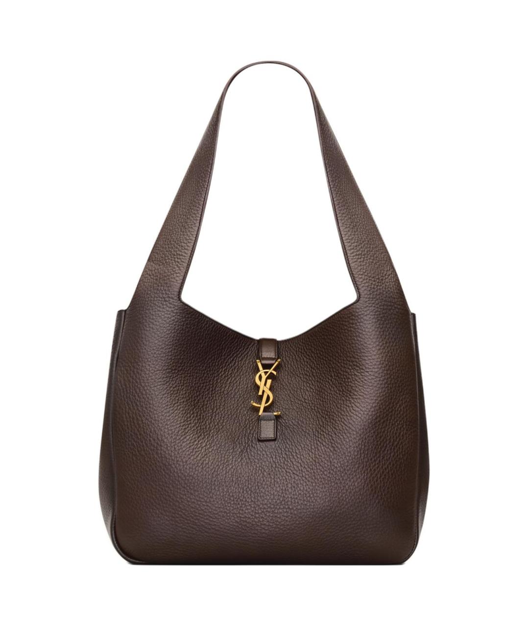 SAINT LAURENT Коричневая кожаная сумка через плечо, фото 2
