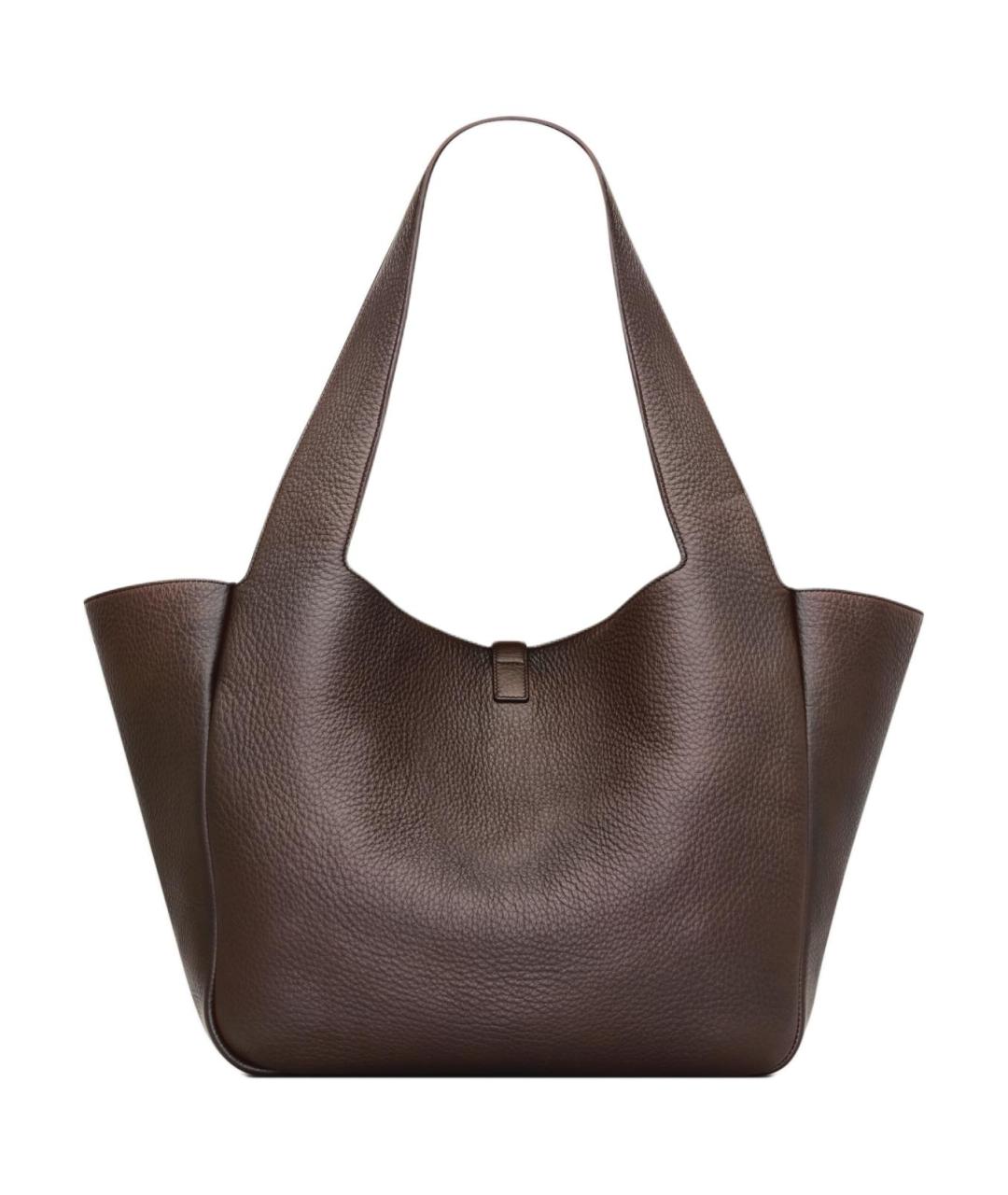 SAINT LAURENT Коричневая кожаная сумка через плечо, фото 5