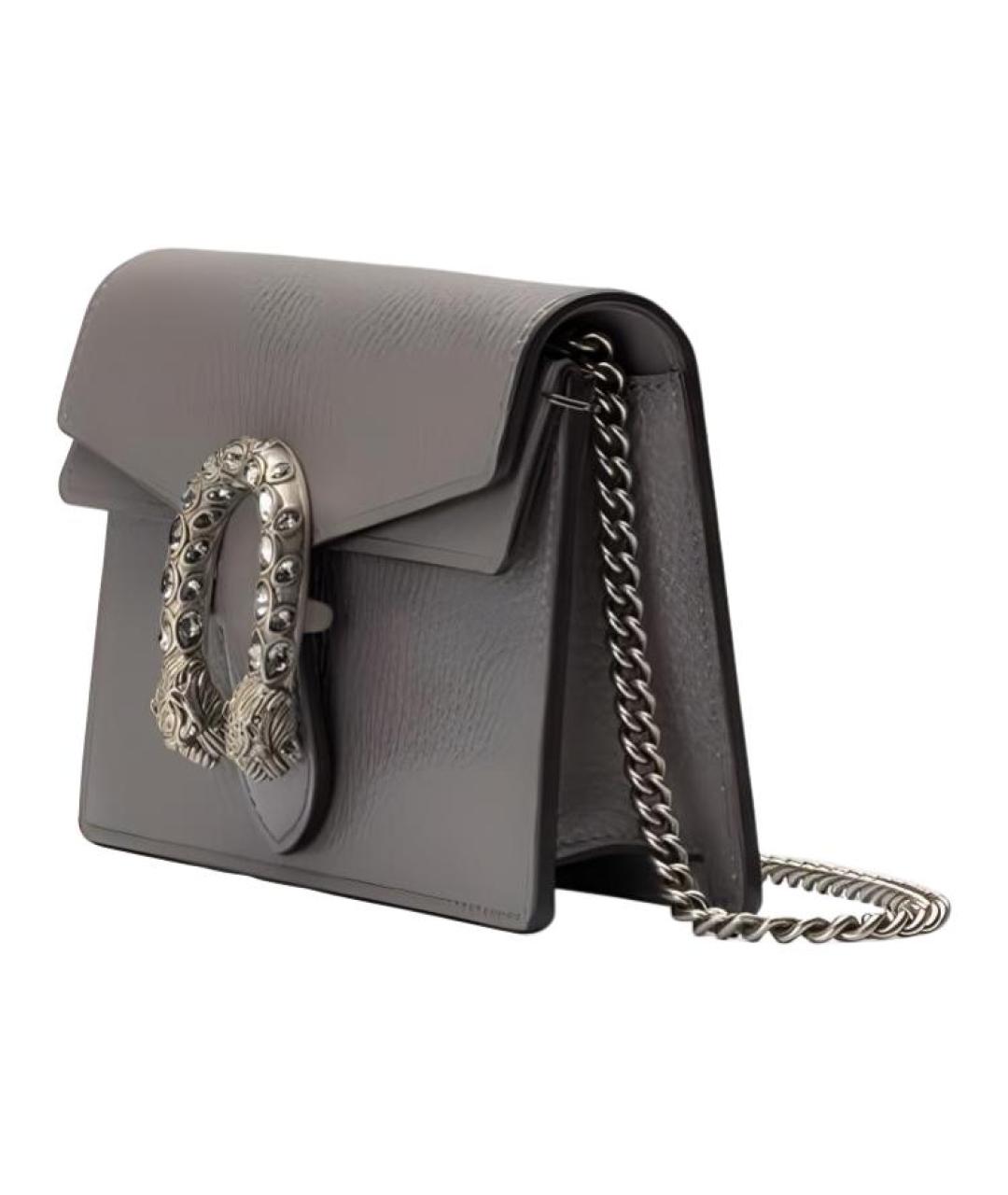 GUCCI Серая кожаная сумка через плечо, фото 3