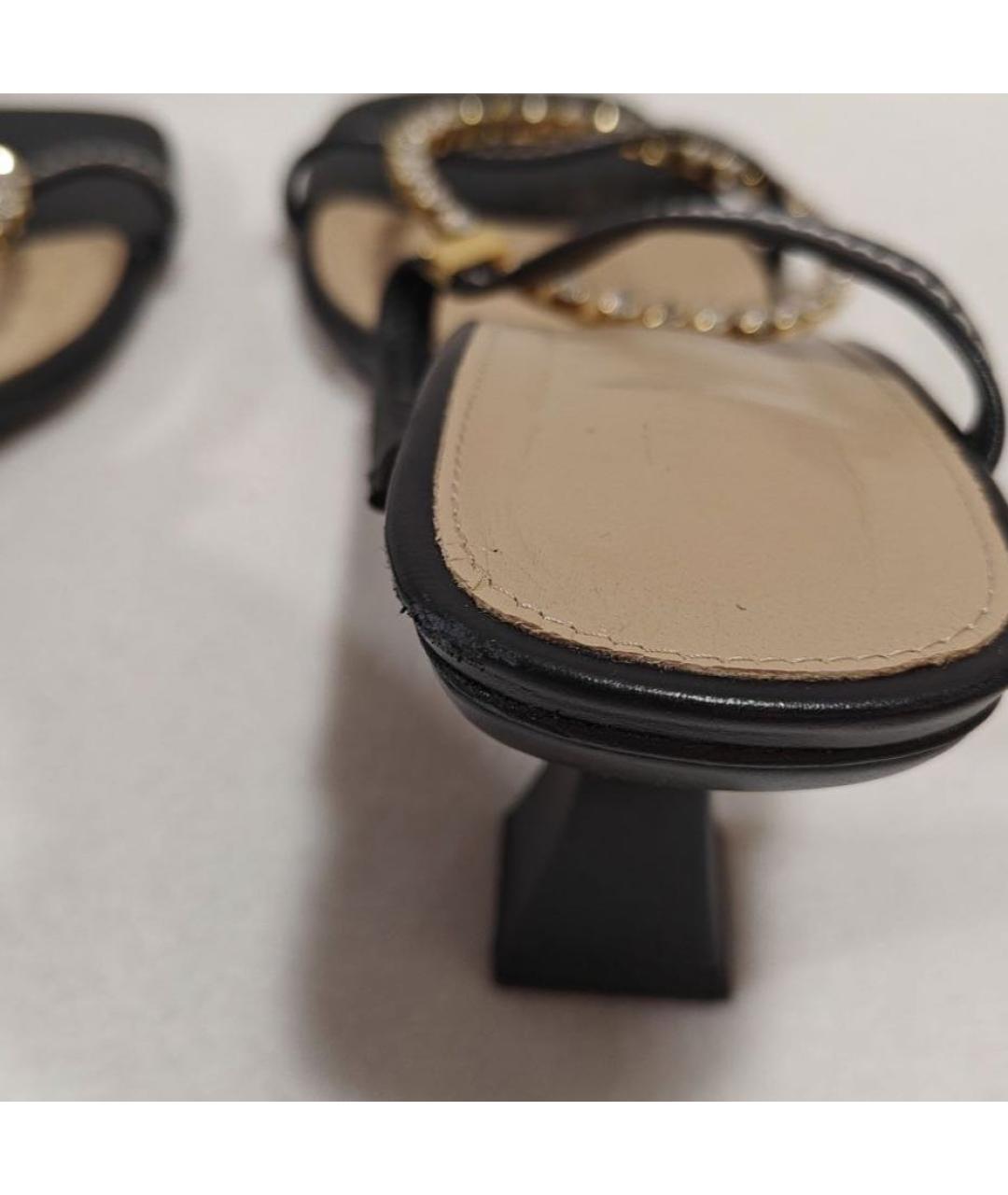 J.W.ANDERSON Черные кожаные босоножки, фото 4