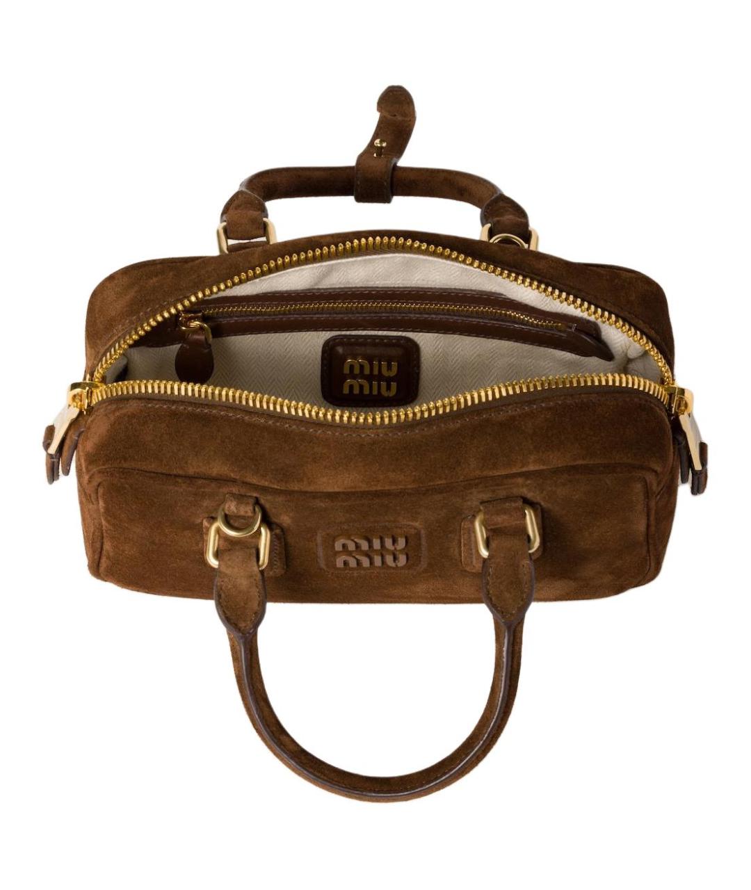 MIU MIU Коричневая замшевая сумка через плечо, фото 4