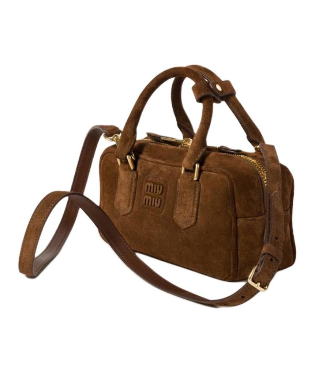 MIU MIU Коричневая замшевая сумка через плечо, фото 3