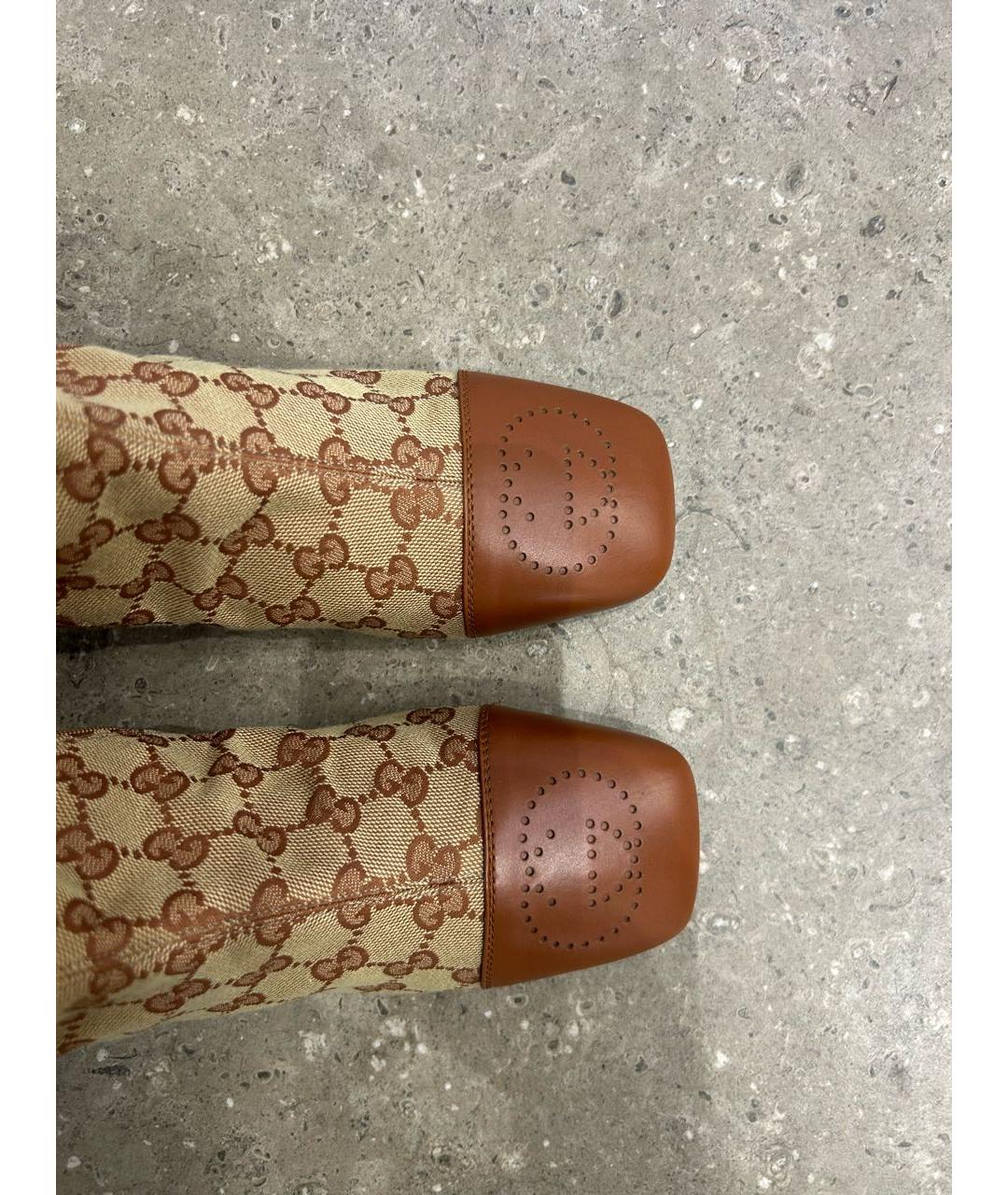 GUCCI Горчичные кожаные сапоги, фото 3