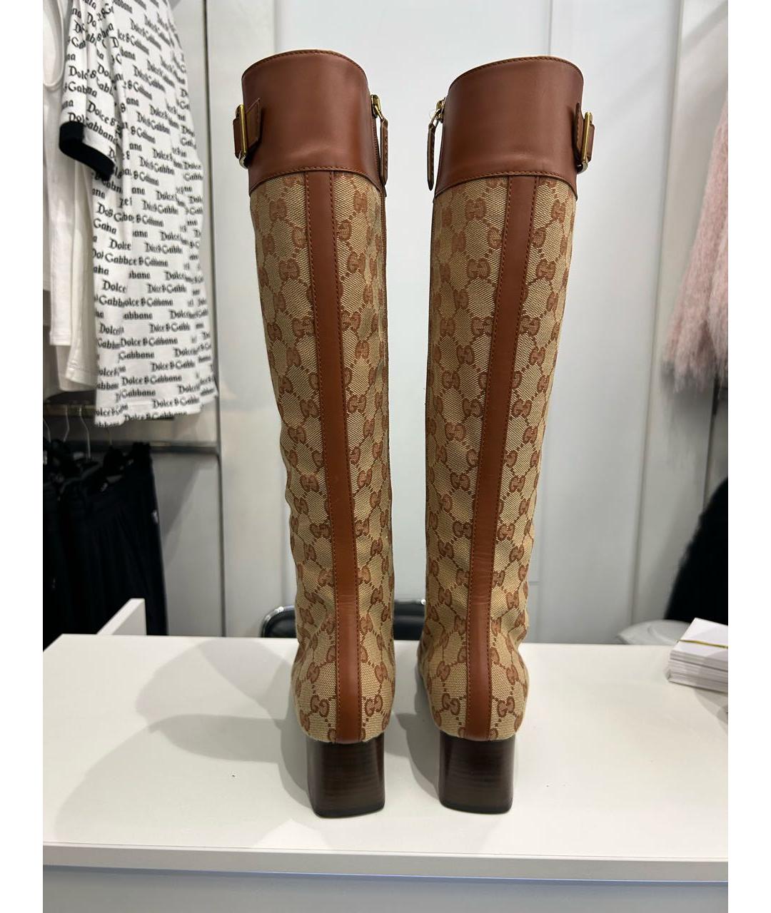 GUCCI Горчичные кожаные сапоги, фото 4