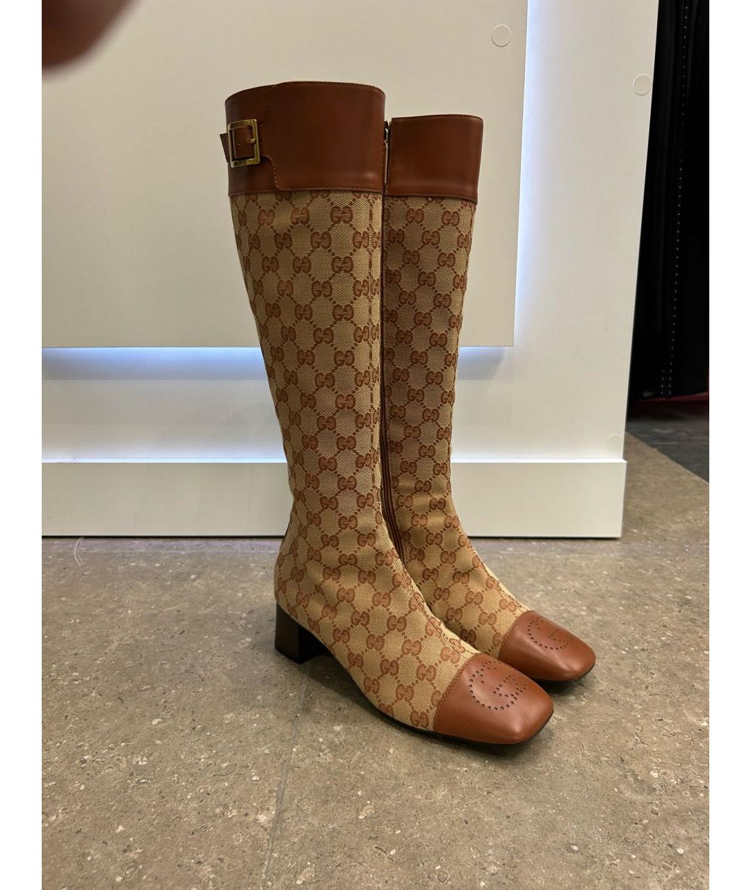 GUCCI Горчичные кожаные сапоги, фото 6