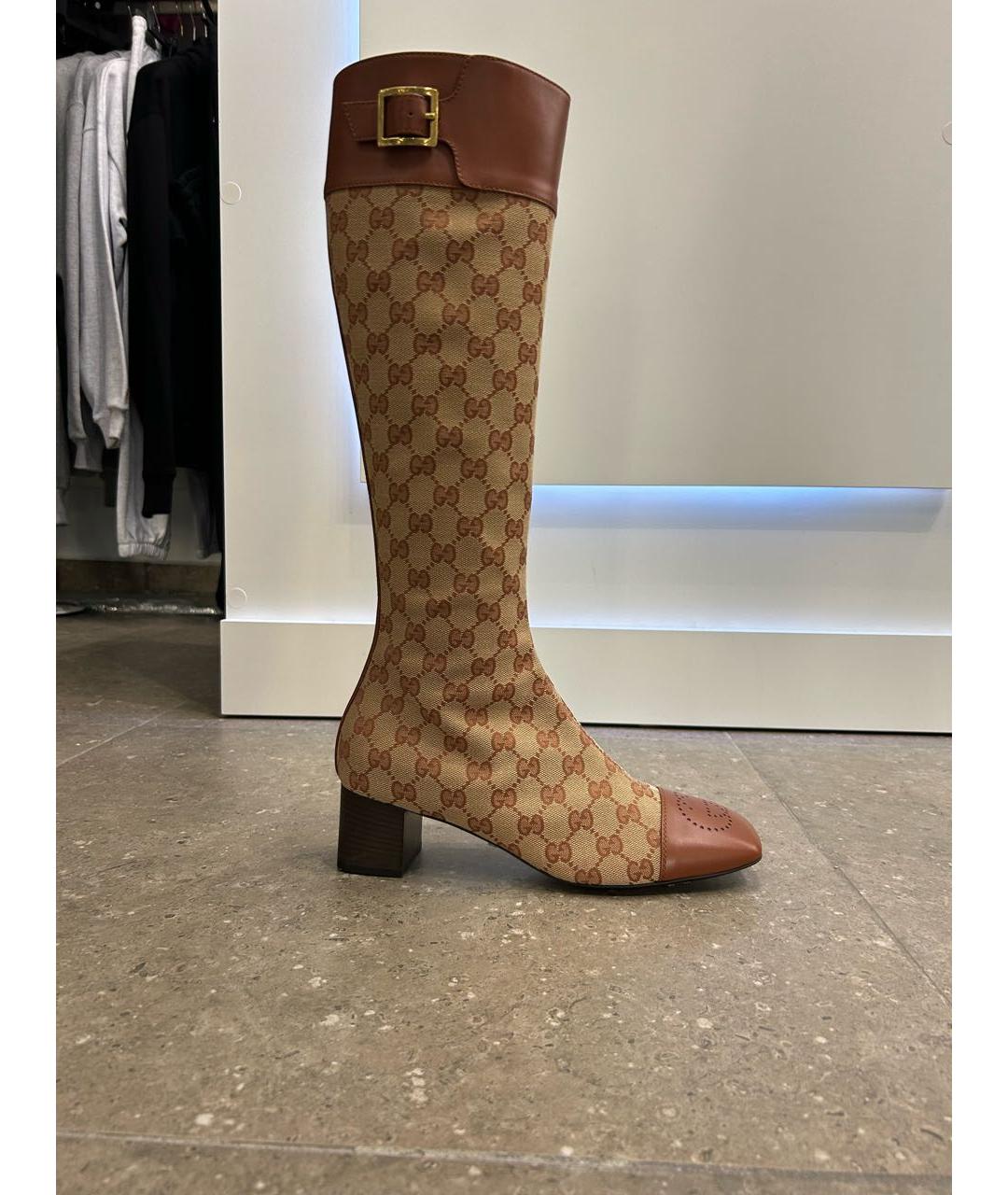 GUCCI Горчичные кожаные сапоги, фото 9