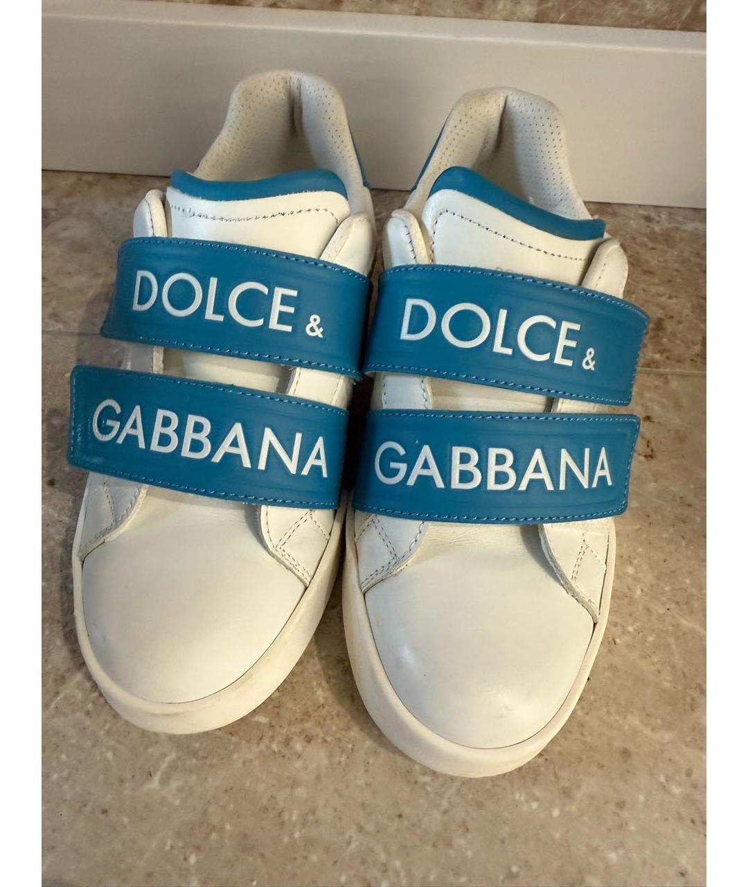 DOLCE & GABBANA KIDS Белые кожаные кеды, фото 2